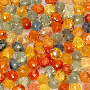 Gemas de zafiro multicolor natural de  ct, briolette, VVS-VS