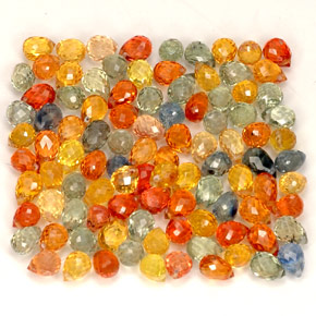 Gemas de zafiro multicolor natural de  ct, briolette, VVS-VS