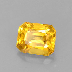 Zafiro amarillo natural de 2,72 ct, corte esmeralda, VS-SI