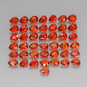 Gemas de zafiro naranja natural de  ct, en forma de pera, VVS