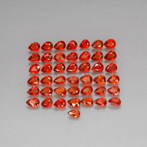 Gemas de zafiro naranja natural de  ct, en forma de pera, VVS