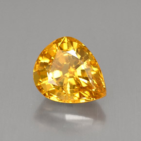 Zafiro amarillo natural de 2,22 ct, en forma de pera, VS