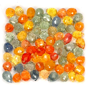 Gemas de zafiro multicolor natural de  ct, briolette, VVS-VS