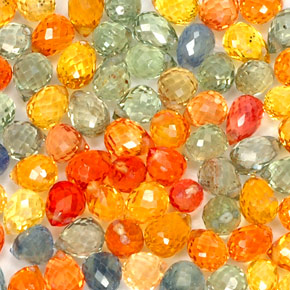 Gemas de zafiro multicolor natural de  ct, briolette, VVS-VS