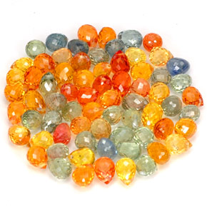 Gemas de zafiro multicolor natural de  ct, briolette, VVS-VS