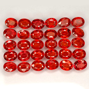 Gemas de zafiro naranja natural de  ct, corte óvalo, VVS-VS