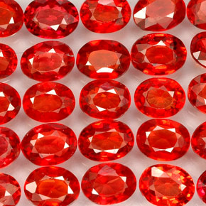 Gemas de zafiro naranja natural de  ct, corte óvalo, VVS-VS