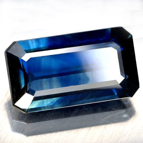 Zafiro azul natural de 4,64 ct, corte esmeralda, VS