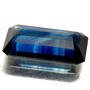Zafiro azul natural de 4,64 ct, corte esmeralda, VS