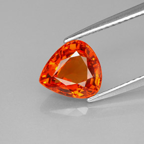 Zafiro naranja natural de 2,12 ct, en forma de pera, VVS-VS