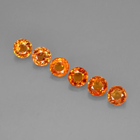 Gemas de zafiro naranja natural de  ct, corte redondo, VVS