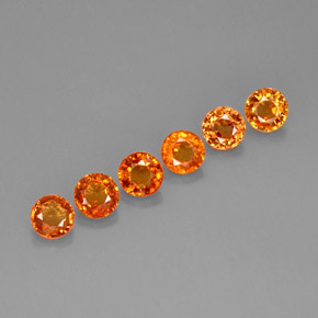 Gemas de zafiro naranja natural de  ct, corte redondo, VVS
