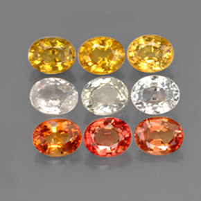 Gemas de zafiro multicolor natural de  ct, corte óvalo, VVS-VS