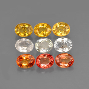 Gemas de zafiro multicolor natural de  ct, corte óvalo, VVS-VS