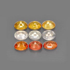 Gemas de zafiro multicolor natural de  ct, corte óvalo, VVS-VS