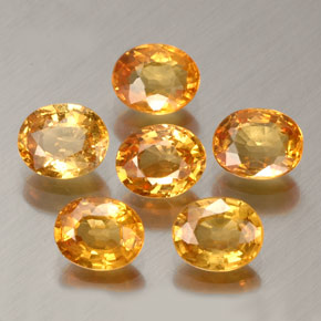 Gemas de zafiro naranja natural de  ct, corte óvalo, VVS-VS