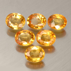 Gemas de zafiro naranja natural de  ct, corte óvalo, VVS-VS