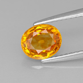 Zafiro naranja natural de 1,41 ct, corte óvalo, VS