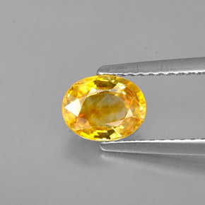 Zafiro amarillo natural de 1,33 ct, corte óvalo, VVS-VS