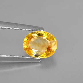 Zafiro amarillo natural de 1,33 ct, corte óvalo, VVS-VS