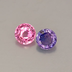 Gemas de zafiro multicolor natural de  ct, corte redondo, VS