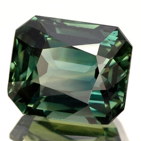 Zafiro verde natural de 3,03 ct, corte esmeralda, VS