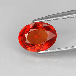 Zafiro naranja natural de 1,24 ct, corte óvalo, VS
