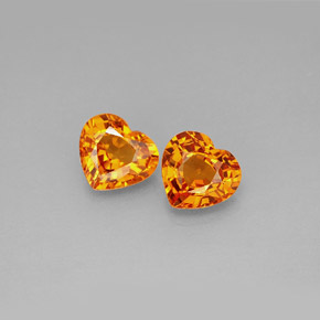 Gemas de zafiro naranja natural de  ct, forma de corazón, VVS