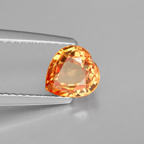 Zafiro naranja natural de 1,35 ct, forma de corazón, VVS-VS