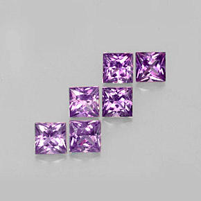 Gemas de zafiro violeta natural de  ct, cuadrado, VVS-VS
