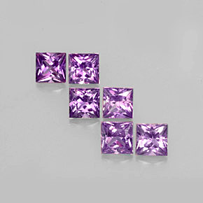 Gemas de zafiro violeta natural de  ct, cuadrado, VVS-VS