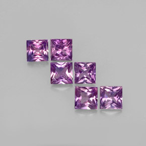 Gemas de zafiro violeta natural de  ct, cuadrado, VVS-VS