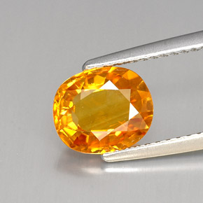 Zafiro amarillo natural de 1,96 ct, corte óvalo, VS