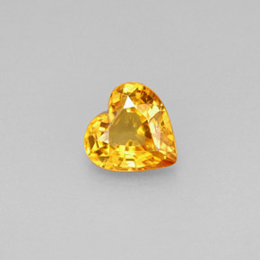 Zafiro amarillo natural de 0,97 ct, forma de corazón, VS