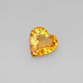 Zafiro amarillo natural de 0,97 ct, forma de corazón, VS