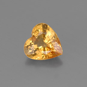 Zafiro amarillo natural de 0,89 ct, forma de corazón, VS