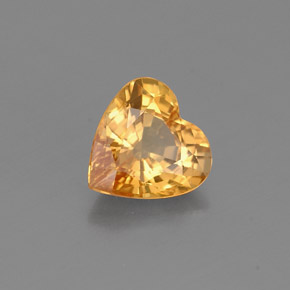 Zafiro amarillo natural de 0,89 ct, forma de corazón, VS
