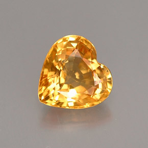 Zafiro amarillo natural de 1,03 ct, forma de corazón, VS