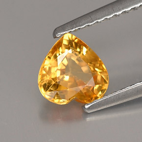 Zafiro amarillo natural de 1,03 ct, forma de corazón, VS