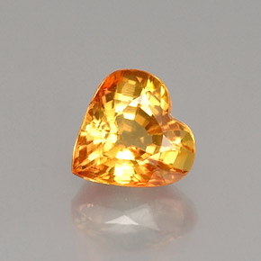 Zafiro amarillo natural de 1,04 ct, forma de corazón, VS