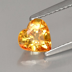 Zafiro amarillo natural de 1,04 ct, forma de corazón, VS