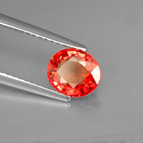 Zafiro naranja natural de 1,54 ct, corte óvalo, VVS