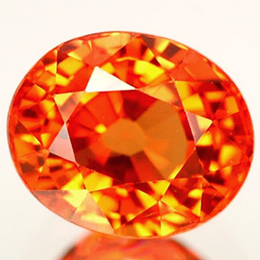 Zafiro naranja natural de 1,11 ct, corte óvalo, VS