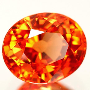 Zafiro naranja natural de 1,11 ct, corte óvalo, VS