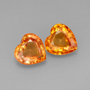 Gemas de zafiro naranja natural de  ct, forma de corazón, VS-SI