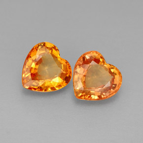 Gemas de zafiro naranja natural de  ct, forma de corazón, VS-SI