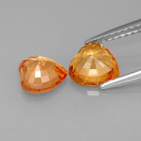 Gemas de zafiro naranja natural de  ct, forma de corazón, VS-SI