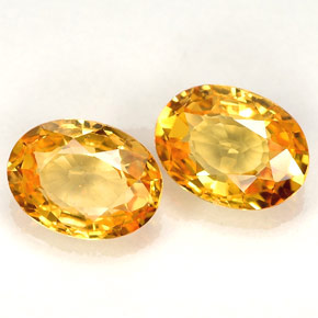 Gemas de zafiro amarillo natural de  ct, corte óvalo, VVS