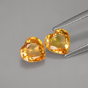 Gemas de zafiro naranja natural de  ct, forma de corazón, VVS-VS