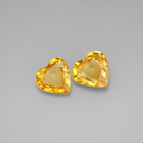 Gemas de zafiro amarillo natural de  ct, forma de corazón, VVS-VS